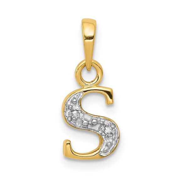 The Chloe Mini Diamond Accent initial S Pendant in 14k Yellow Gold